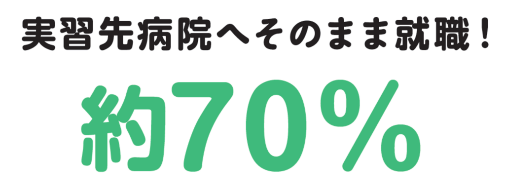 実習先病院へそのまま就職！約70％
